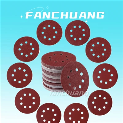 Red Flocking Sandpaper For Polishing And Sanding,5Inch 8Holes